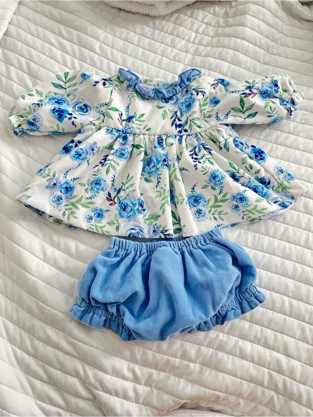 Blue Floral Baby Top with Light Blue Bloomers